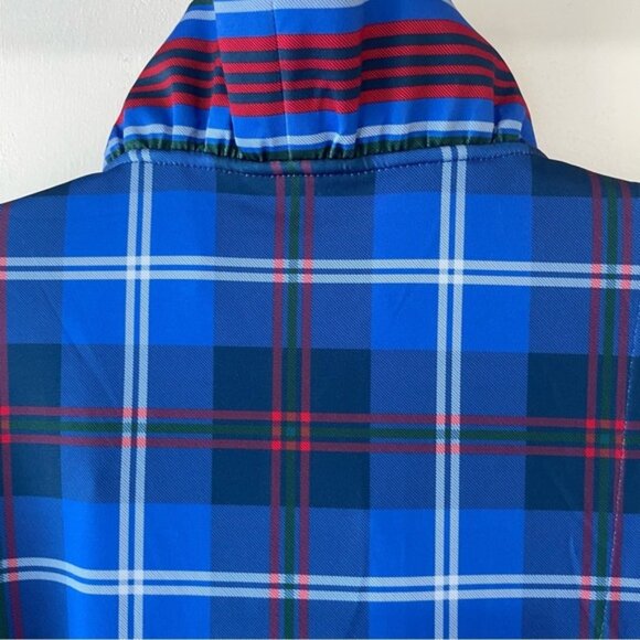 New! Gretchen Scott Designs Blue Middleton Plaid Ruffle Neck Dress 37534 - Picture 6 of 9